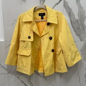 Vibrant Yellow Double Breasted Pea Coat 3/4 Sleeve